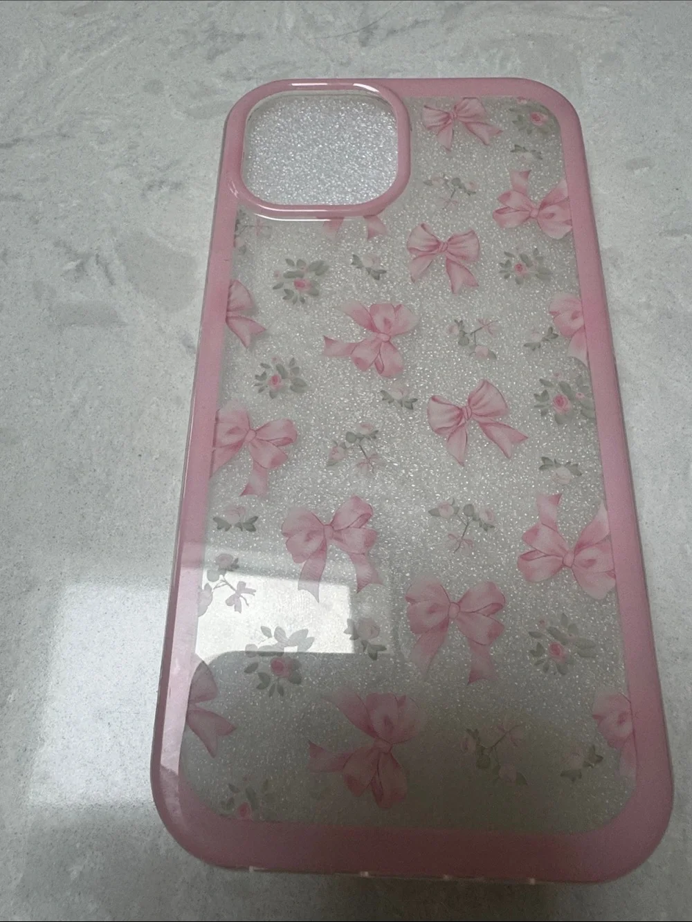 LoveShackFancy Pink Bow Glitter Phone Case